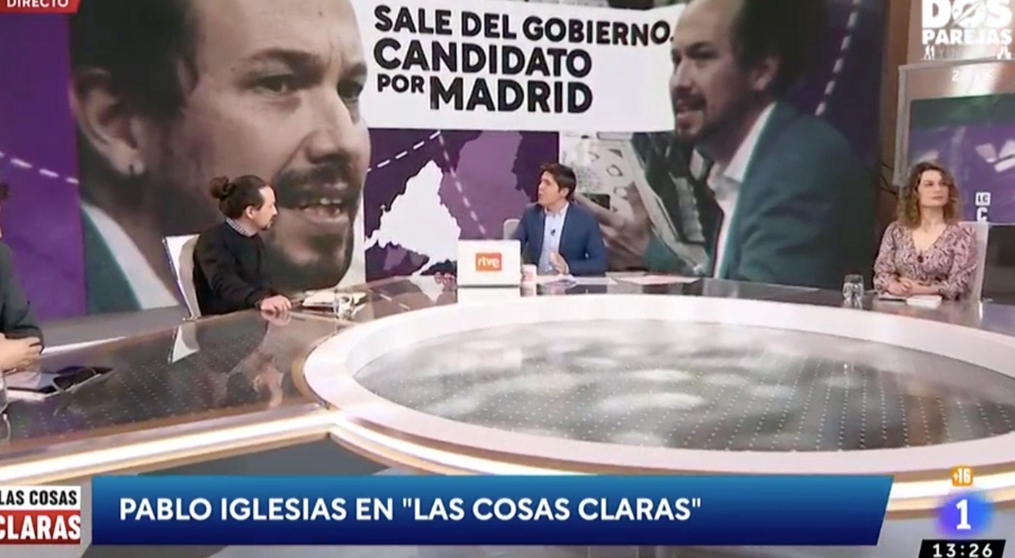 Pablo Iglesias en el plató de 'Las cosas claras'