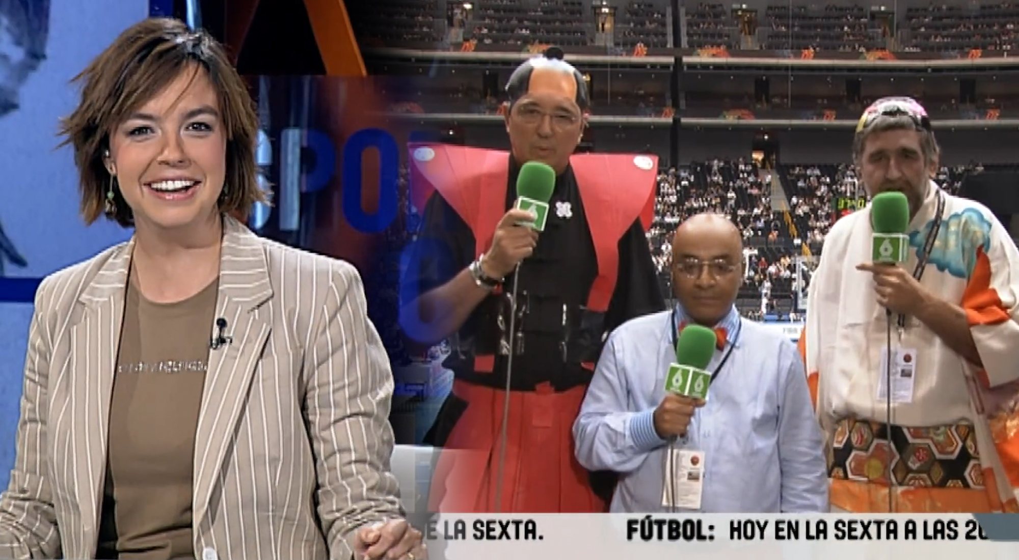 Cristina Villanueva en 'Sport Center' durante la cobertura de la final del mundial de baloncesto 2006