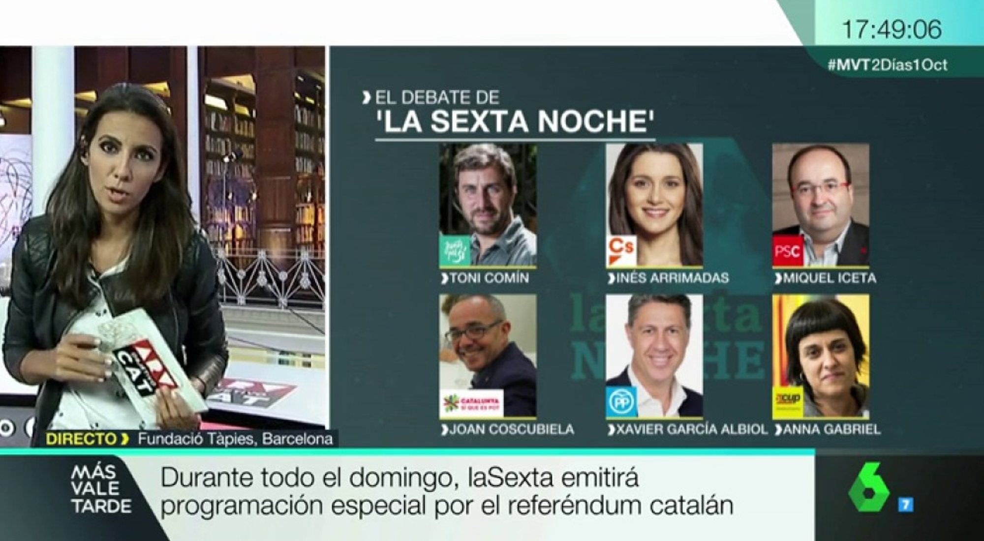 LaSexta obtuvo su máximo histórico al volcarse con la cobertura del 1-O