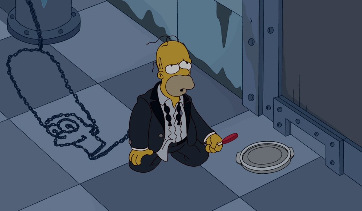 Homer secuestrado como en las películas de "Saw" en el 20x15 de 'Los Simpson'