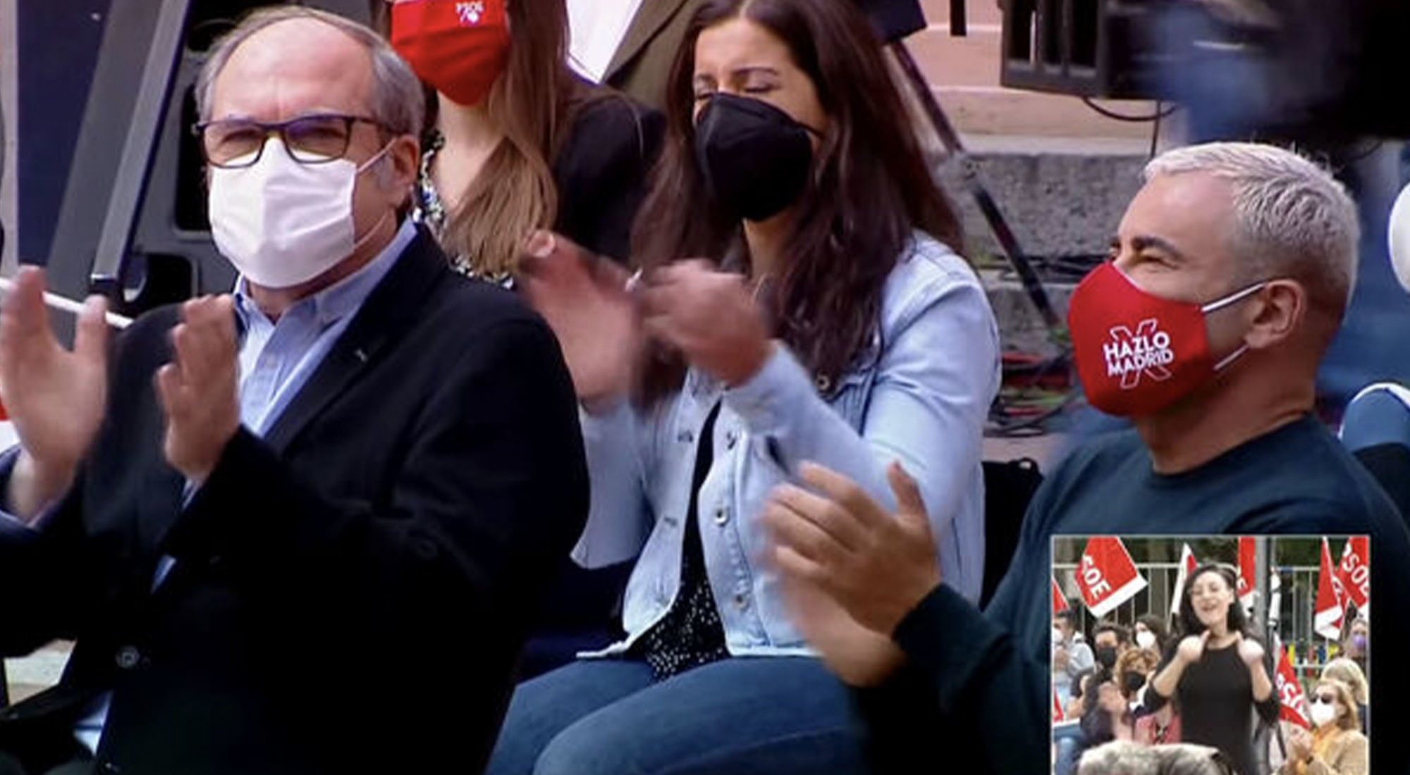 Ángel Gabilondo y Jorge Javier Vázquez en el mitin del PSOE