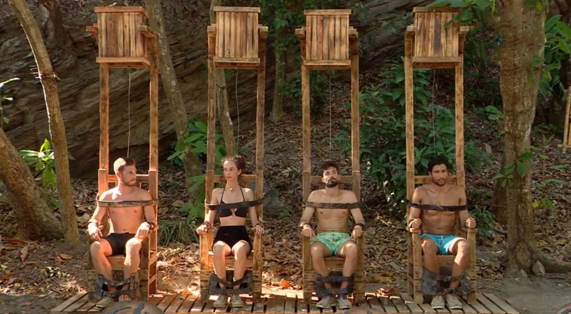 Tom, Palito, Alejandro y Gianmarco antes de conocer al concursante salvado en 'Supervivientes: Tierra de nadie'
