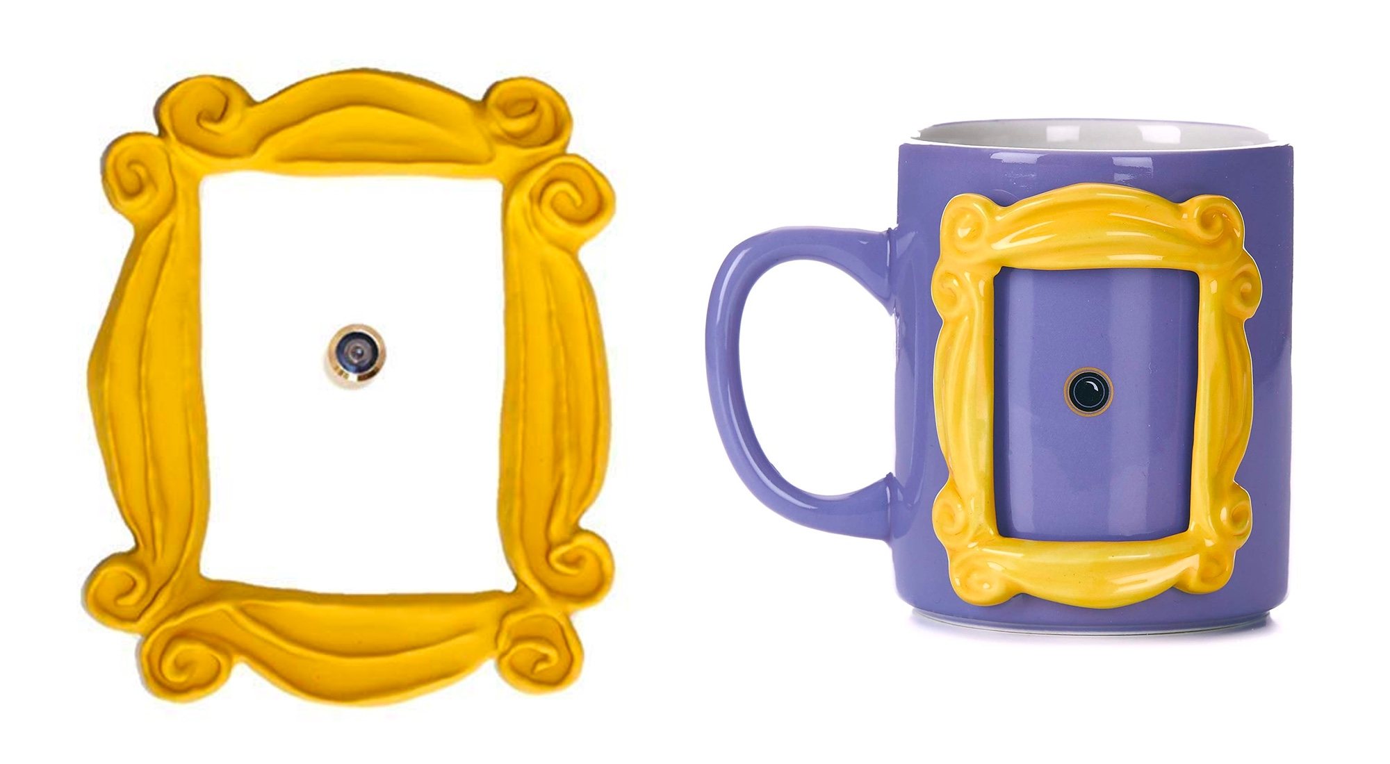 Marco de la mirilla para la puerta y taza de cerámica con marco de la mirilla