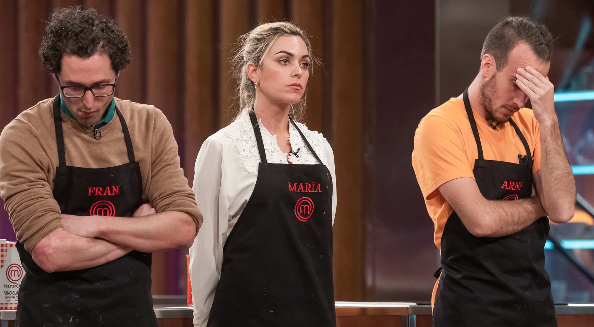Fran, María y Arnau, tras conocer la expulsión de la segunda en &#39;Masterchef&#39;