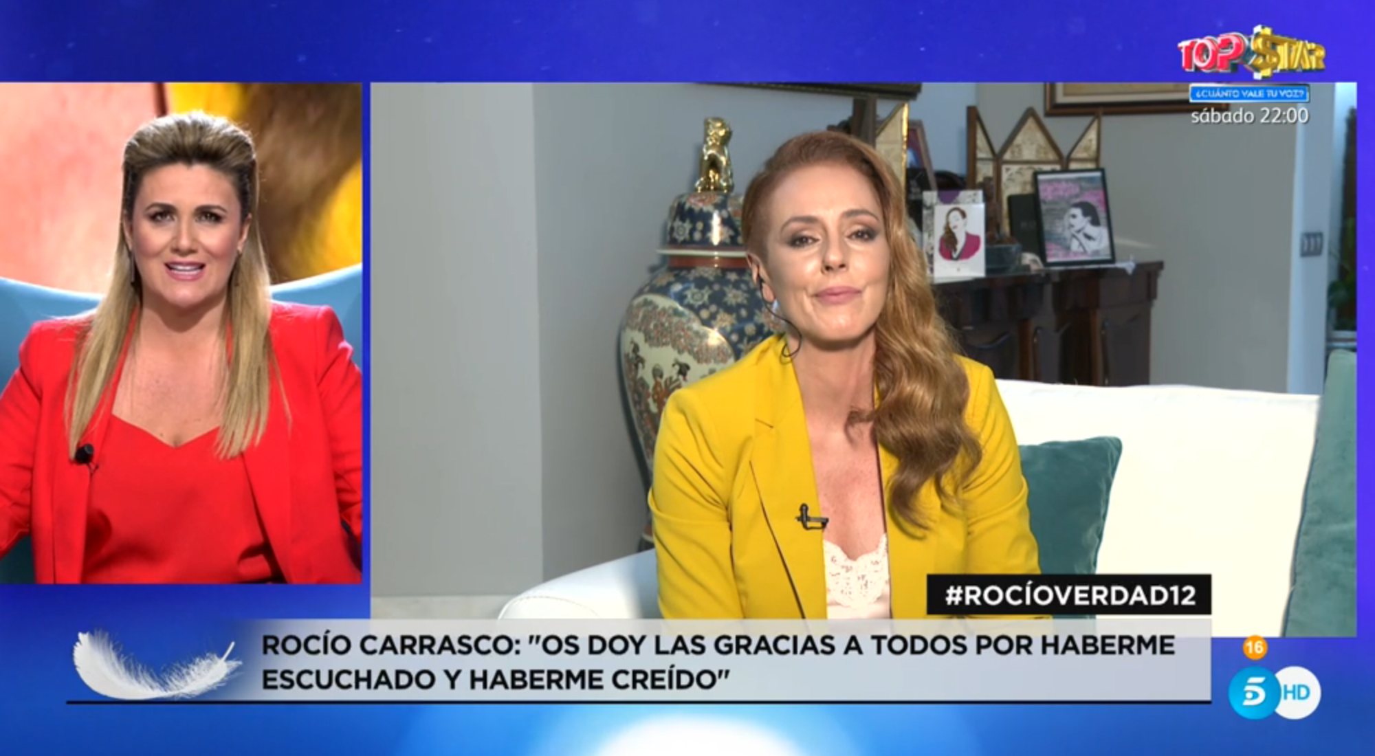 Carlota Corredera habla con Rocío Carrasco tras concluir la emisión de su docuserie