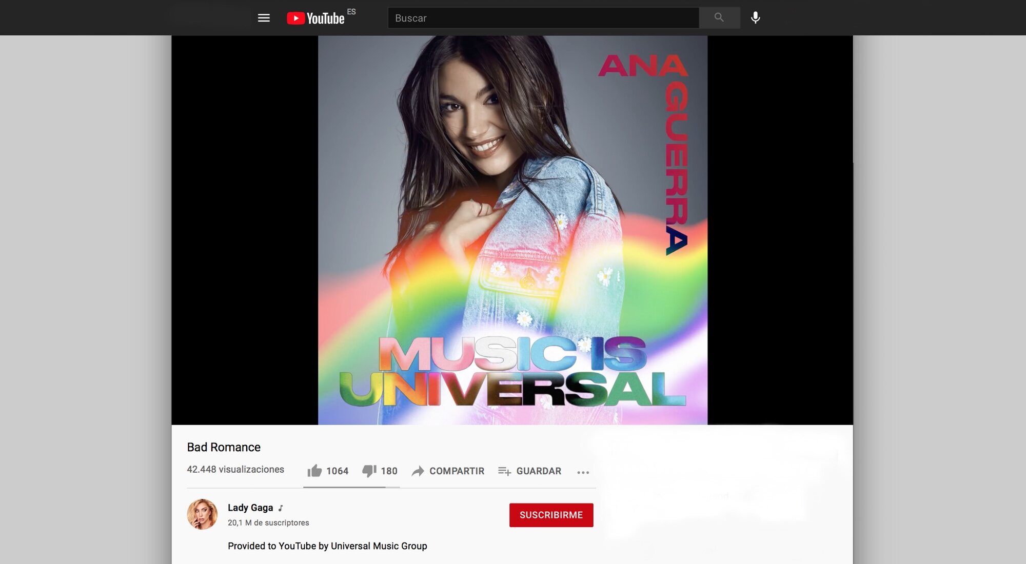 Perfil de Lady Gaga en Youtube