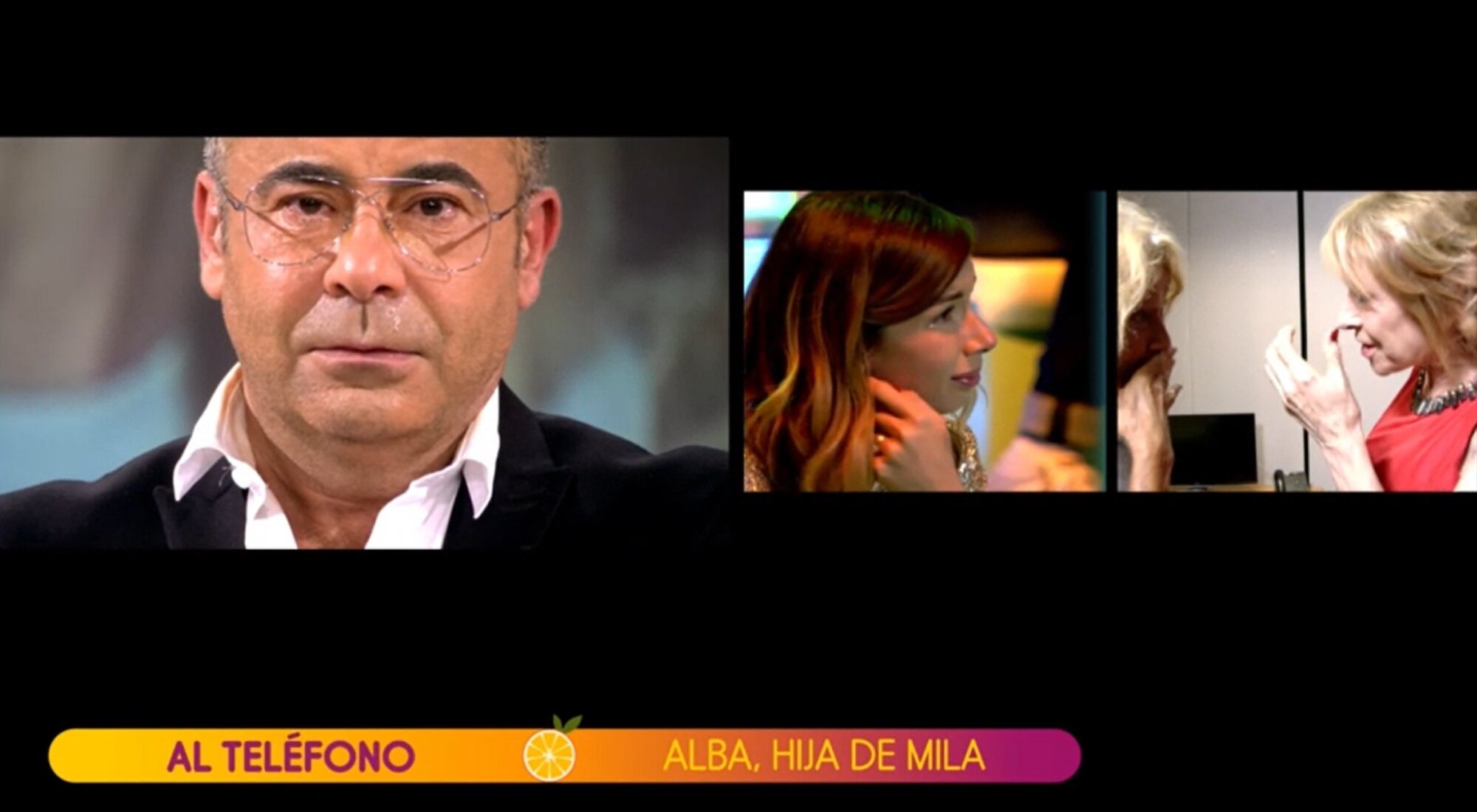 Jorge Javier escucha entre lágrimas las palabras de Alba, hija de Mila Ximénez, en 'Sálvame'