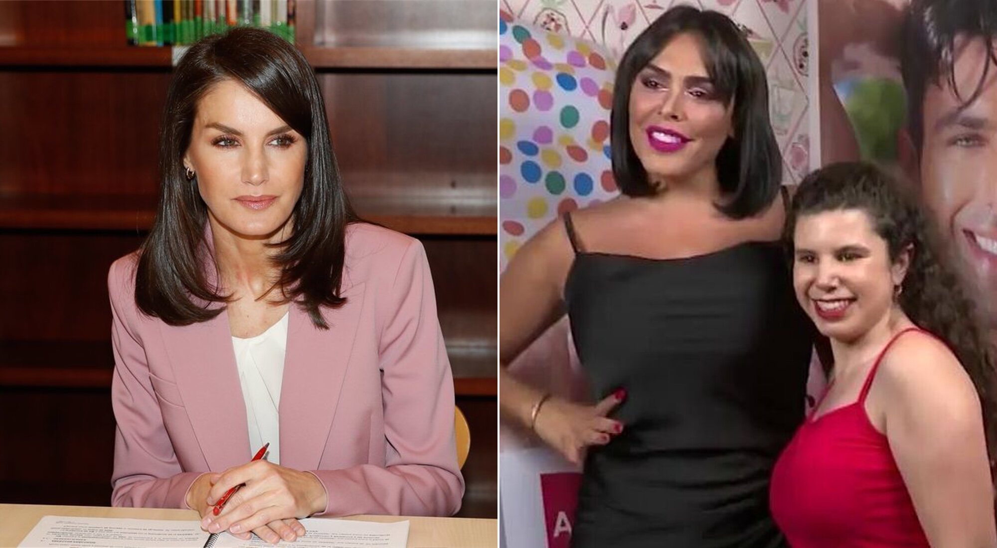 La reina Letizia Ortiz a la izquierda, Amor Romeira y Carla Vigo a la derecha