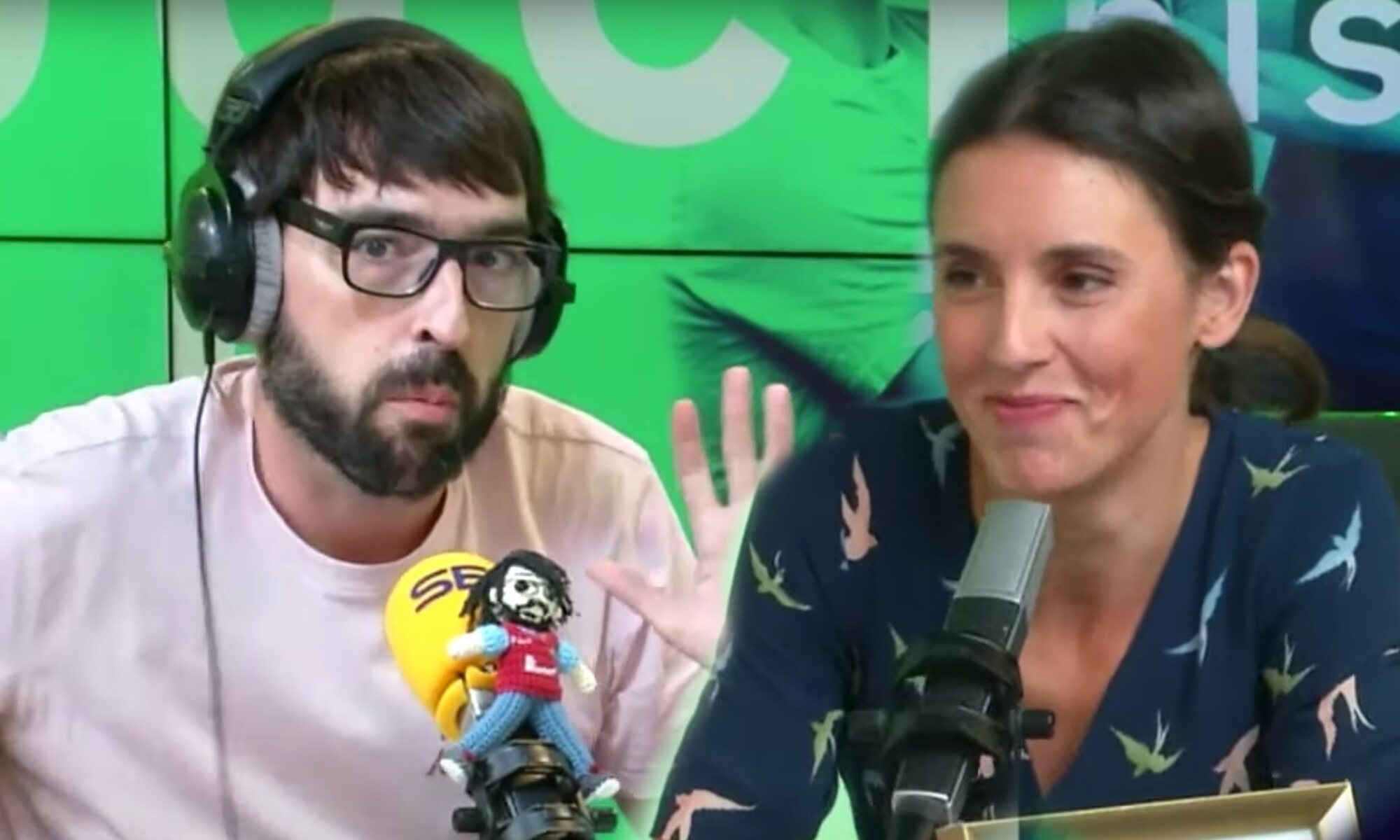 Quique Peinado e Irene Montero, en SER