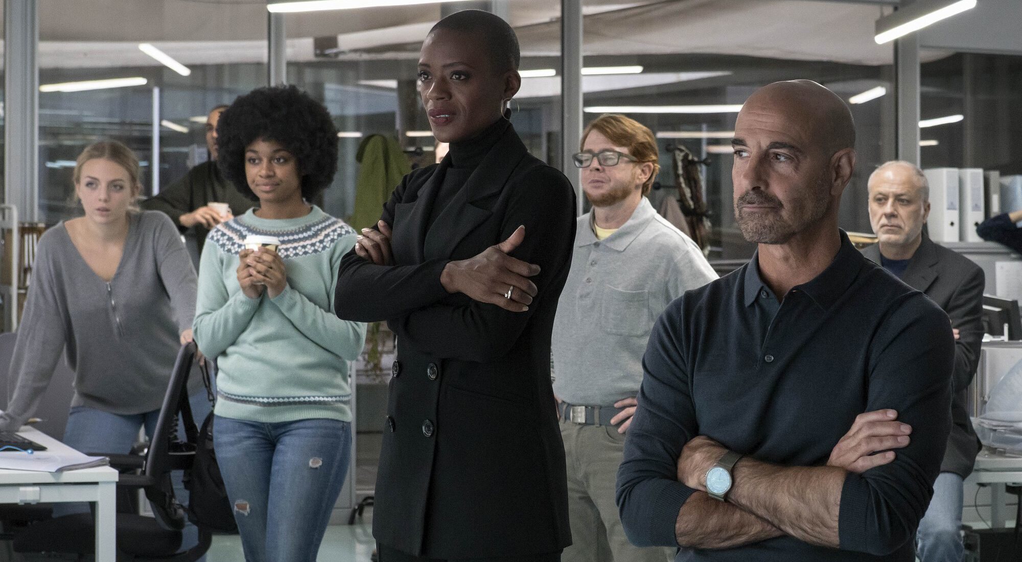 T'Nia Miller y Stanley Tucci junto a sus compañeros de reparto de 'La Fortuna'
