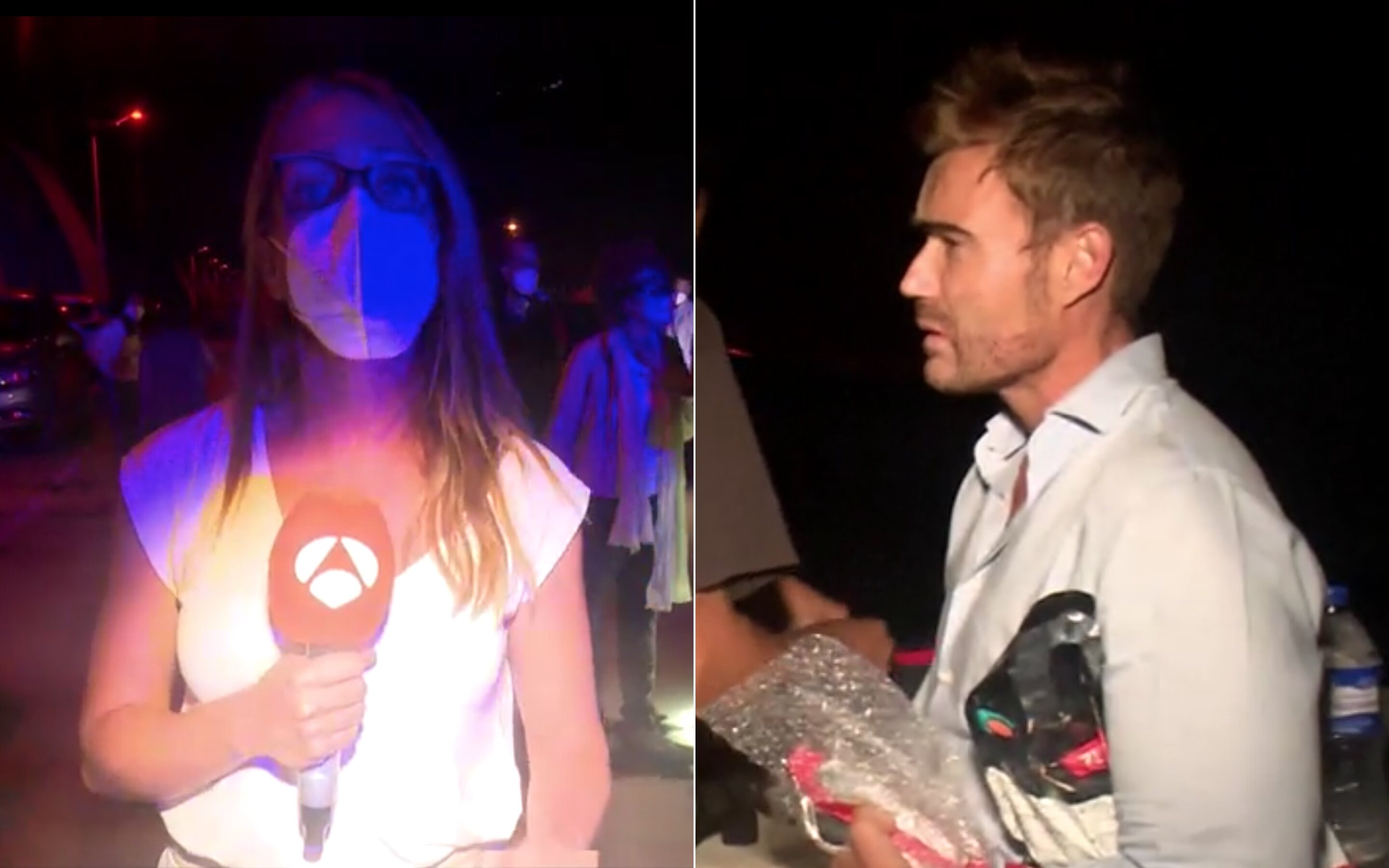 Laura Cambil y un compañero, desde el puerto de Tazacorte