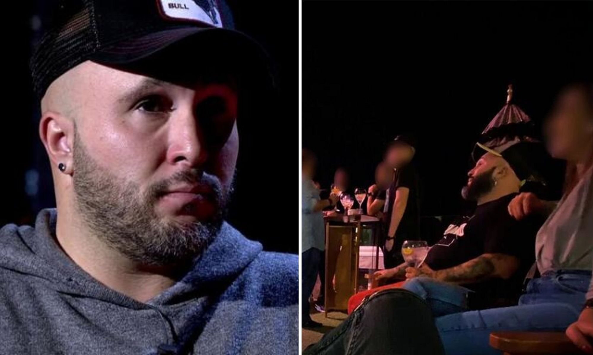 Kiko Rivera en 'Sábado Deluxe' e imagen de Kiko Rivera en Matalascañas