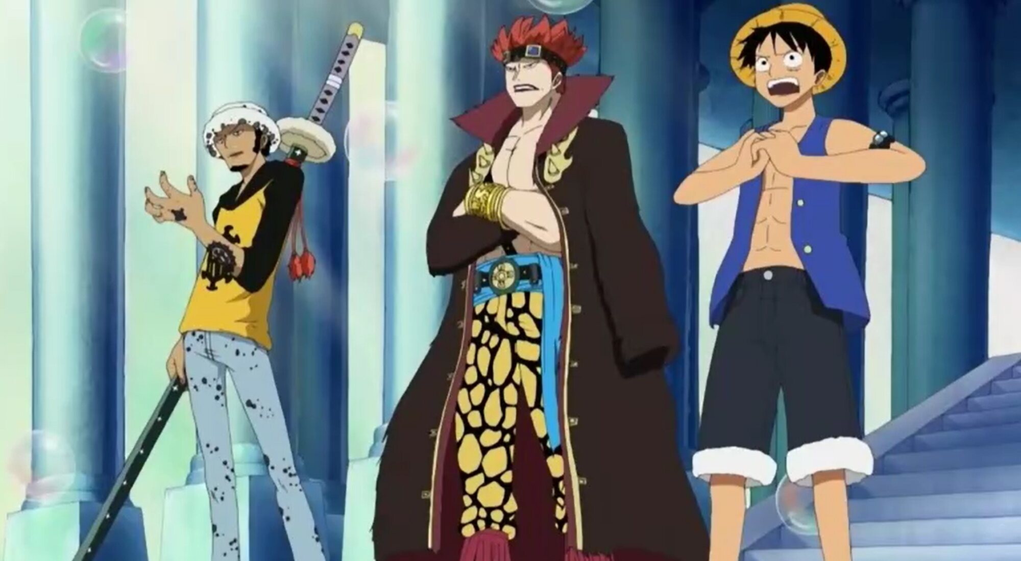 Trafalgar D. Law, Eustass Kid y Luffy en 'One Piece'