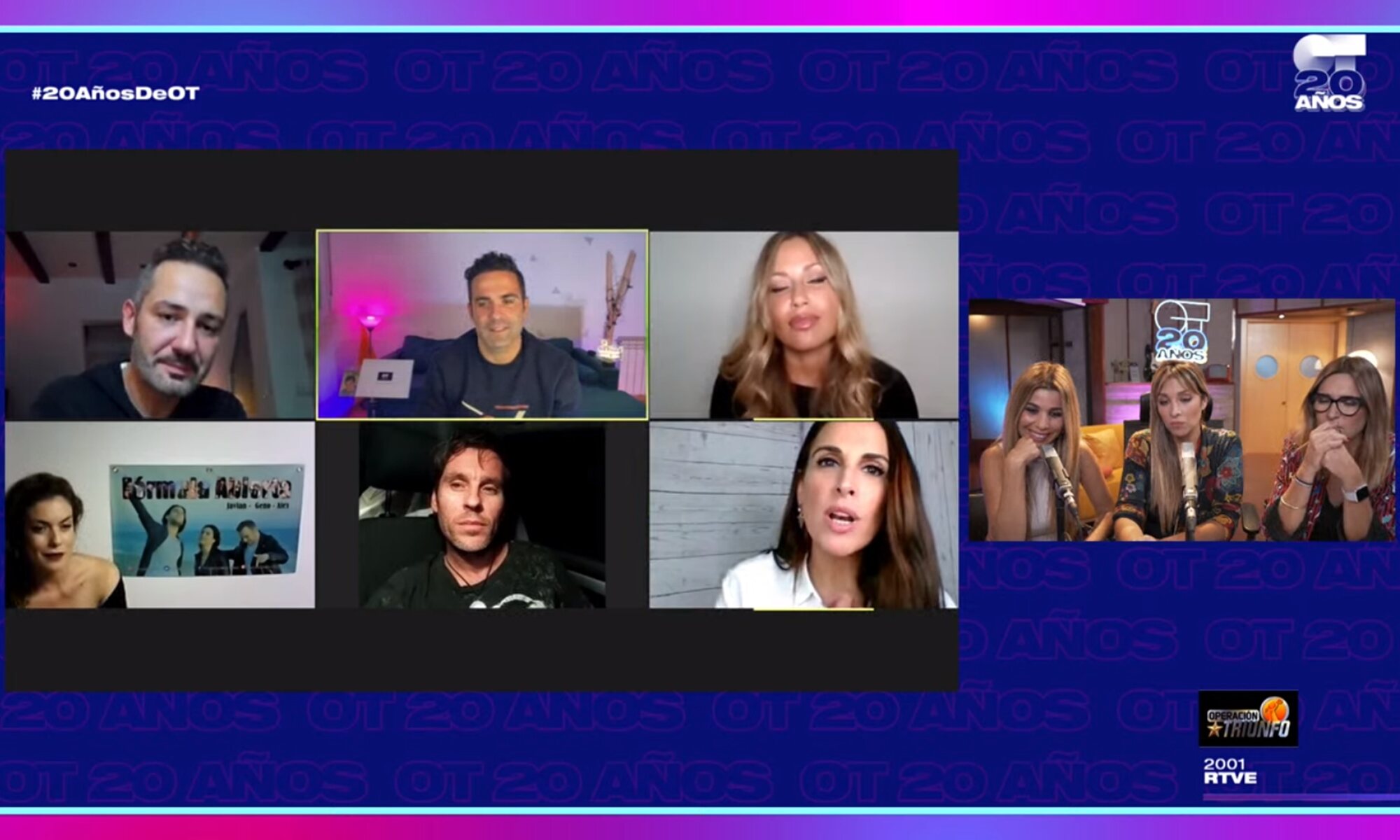 Los concursantes de OT, durante una videollamada