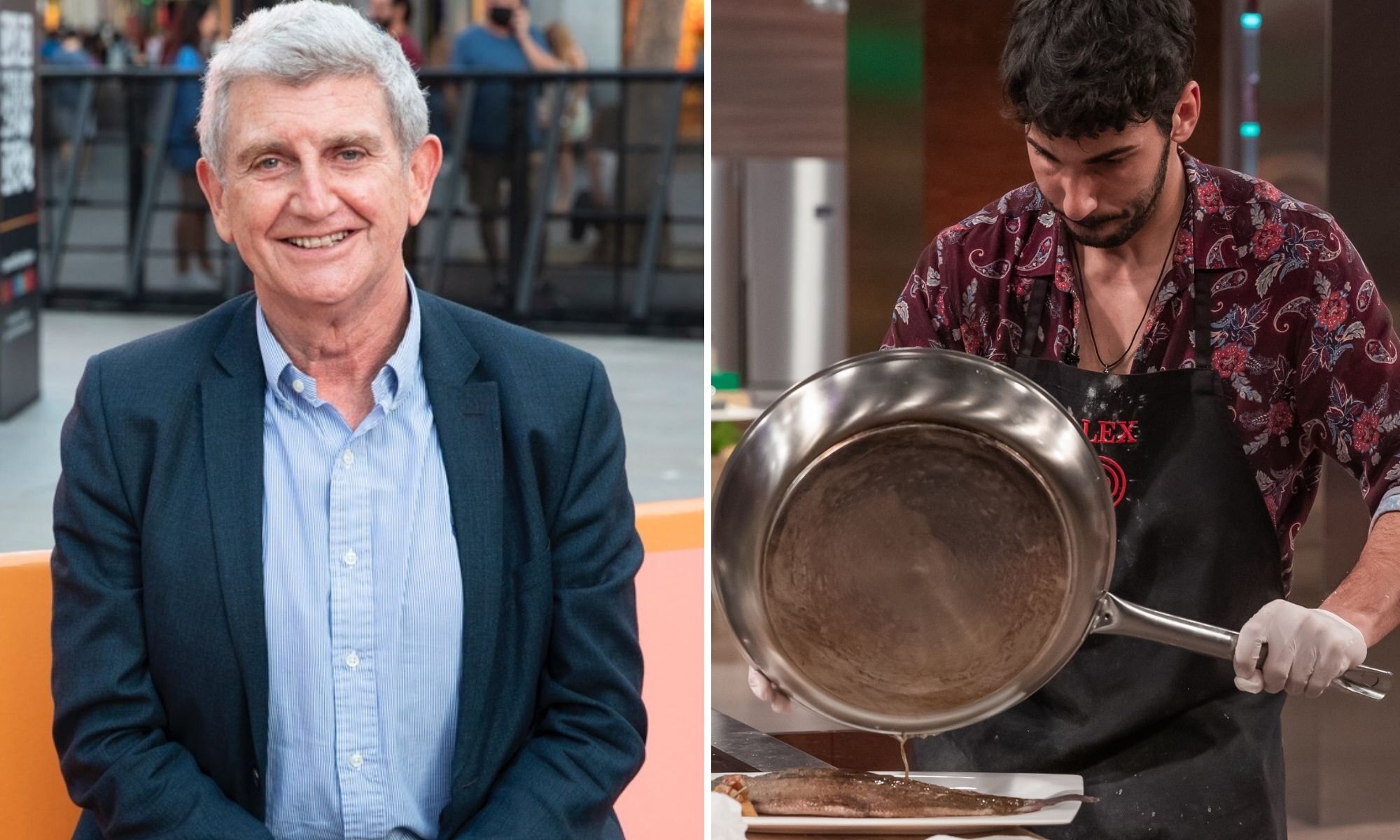 El presidente de RTVE, José Manuel Pérez Tornero y Álex, aspirante de 'MasterChef 9'