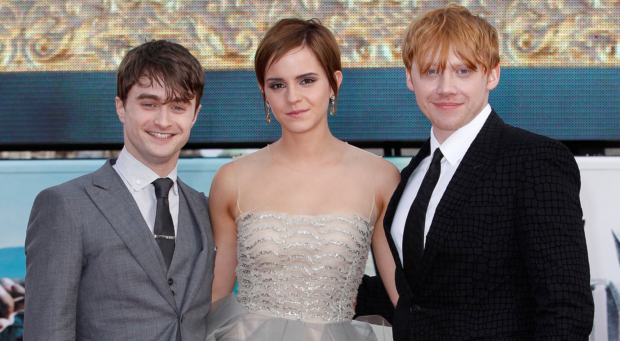 Daniel Radcliffe, Emma Watson y Rupert Grint, en el estreno de la última película de la saga de "Harry Potter"