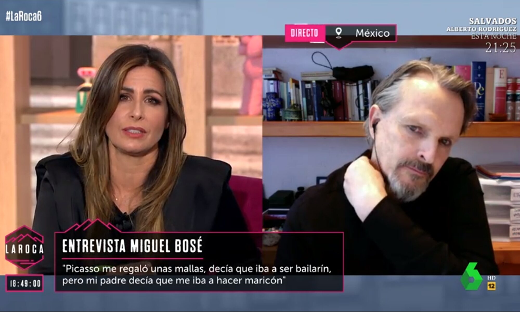 Miguel Bosé interviene en 'La Roca' por videollamada