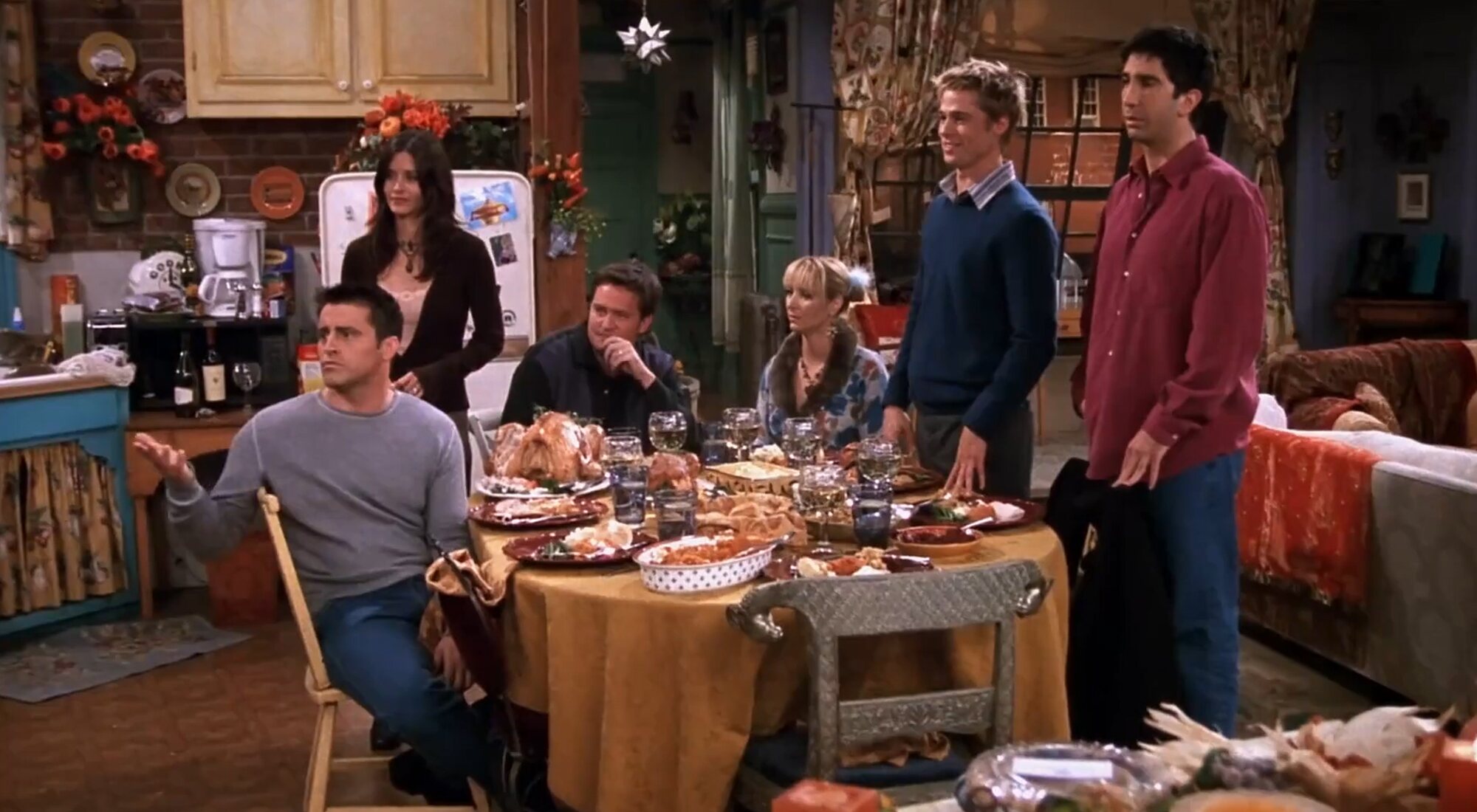 Los protagonistas de 'Friends' junto a Brad Pitt