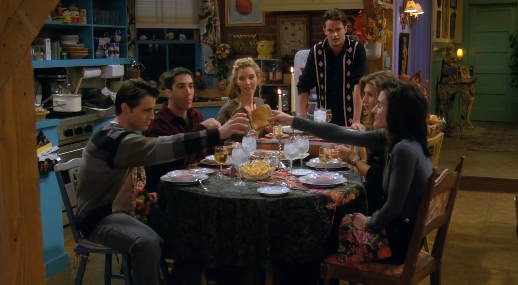Los protagonistas de 'Friends' reunido en su primer Acción de Gracias