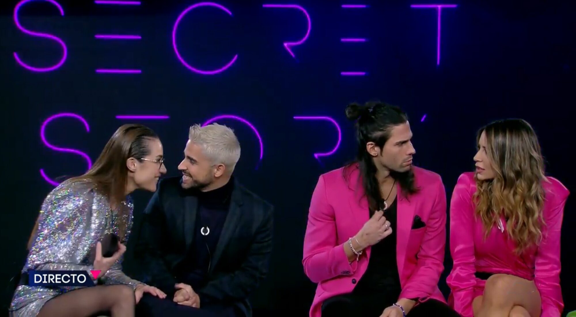 Adara, Miguel Frigenti, Luca Onestini y Cristina Porta en la sala de expulsión de &#39;Secret Story&#39;