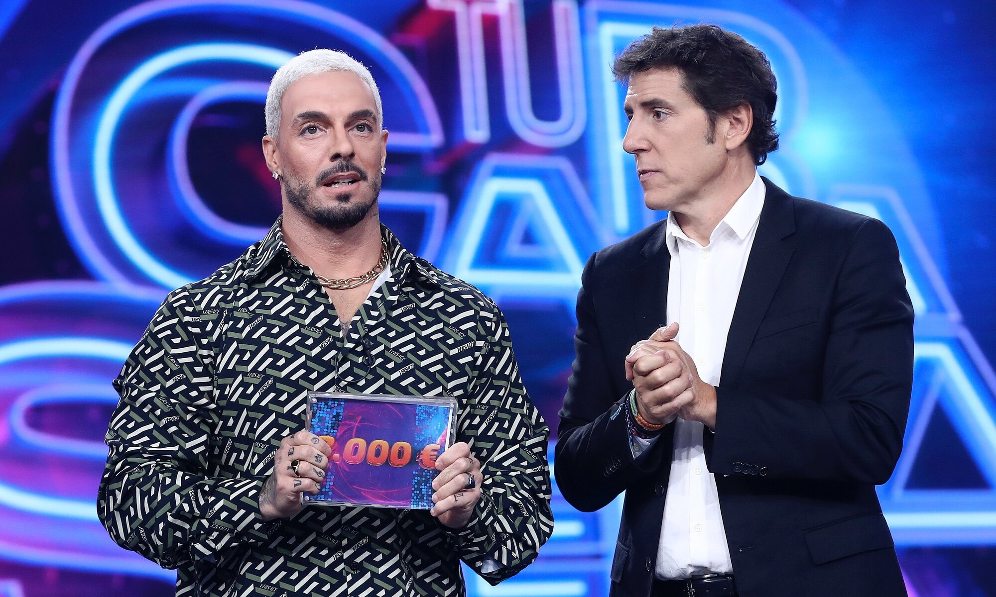 Rasel, junto a Manel Fuentes, al ganar la gala 6 de 'Tu cara me suena 9'
