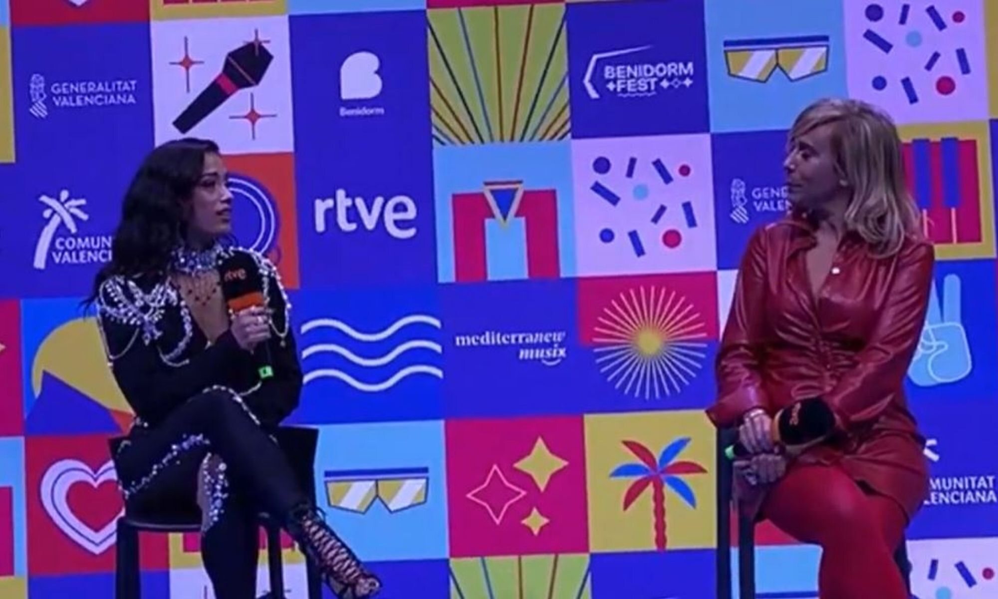 Chanel y María Eizaguirre en la rueda de prensa del Benidorm Fest