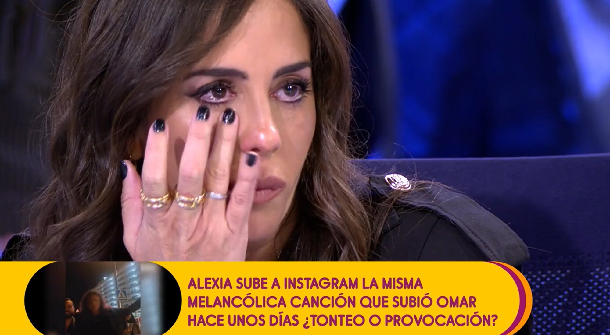 Anabel Pantoja trata de contener el llanto en 'Sálvame' tras descubrir algunas declaraciones de Omar Sánchez