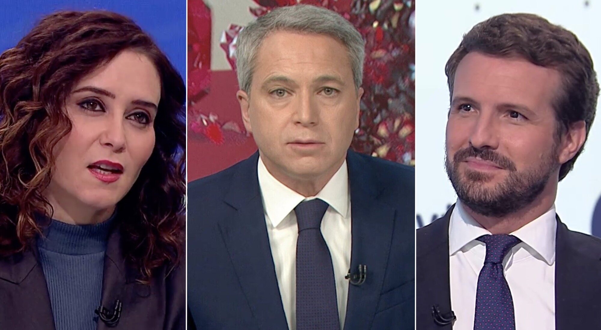 Isabel Díaz Ayuso, Vicente Vallés y Pablo Casado