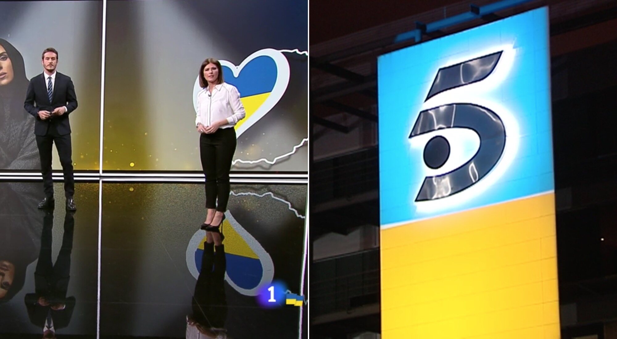 &#39;Telediario 2&#39; y fachada de Mediaset España