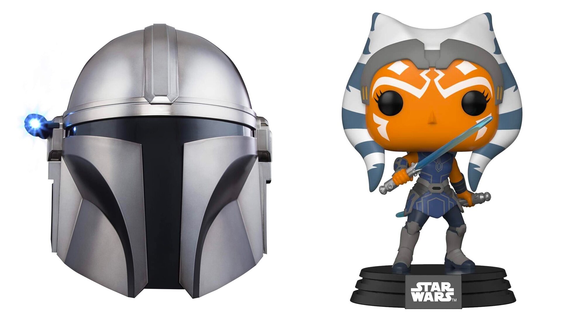 Casco electrónico de 'The Mandalorian' y funko de Ashoka de 'The Clone Wars'