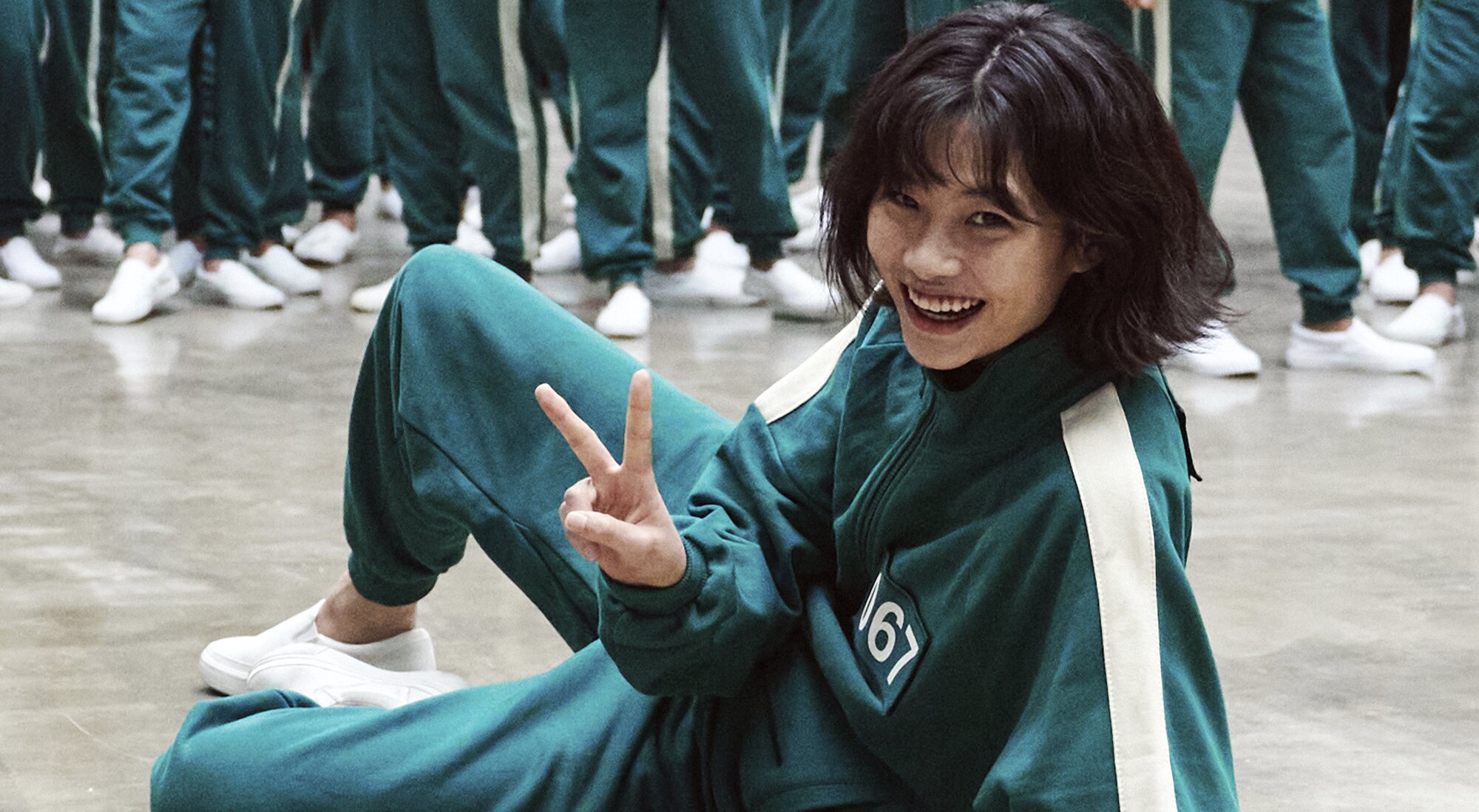 Hoyeon en el rodaje de &#39;El juego del calamar&#39;