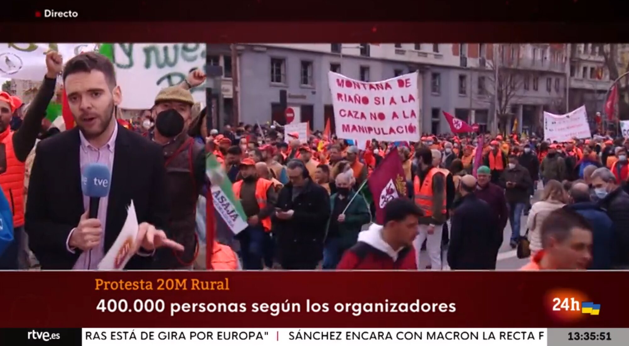 Asier Anzola durante una de sus intervenciones en directo en el Canal 24 horas