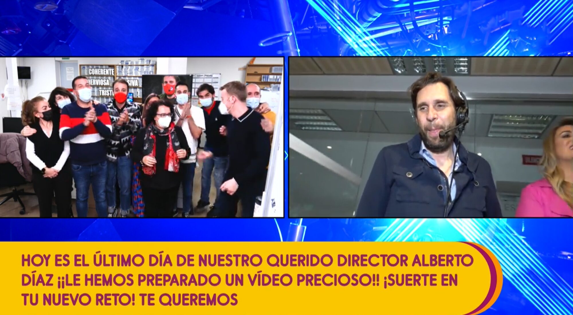 El equipo de redacción de &#39;Sálvame&#39; muestra su cariño a Alberto Díaz en su último día