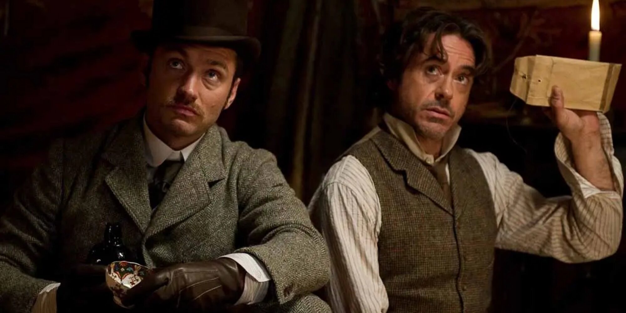 Jude Law y Robert Downey Jr. en "Sherlock Holmes"