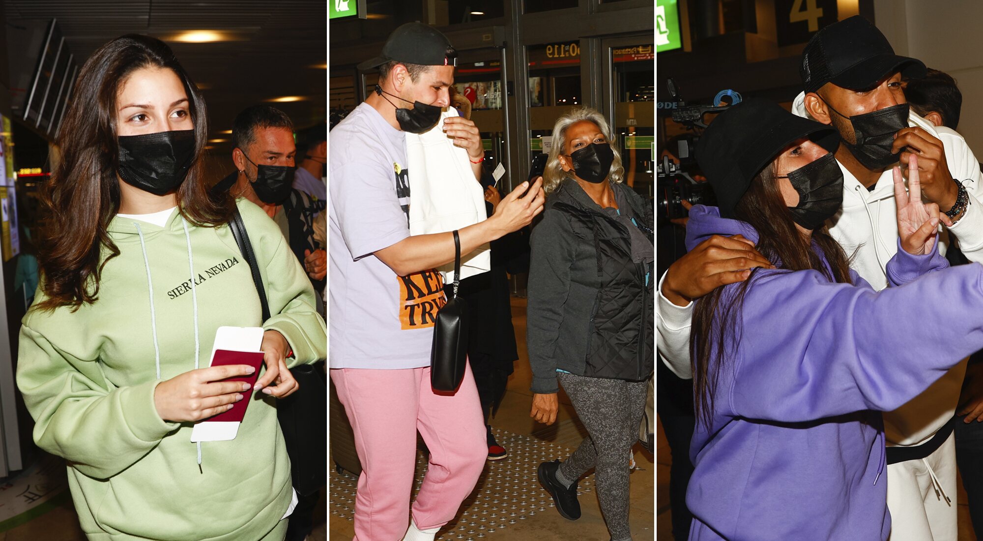 Tania Medina, Alejandro Nieto y Yulen Pereira junto a algunos de sus compañeros de 'Supervivientes'