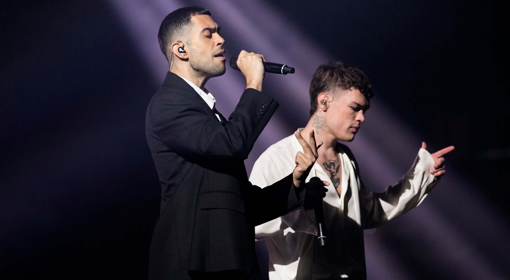Mahmood y Blanco, en la final de Eurovisión 2022