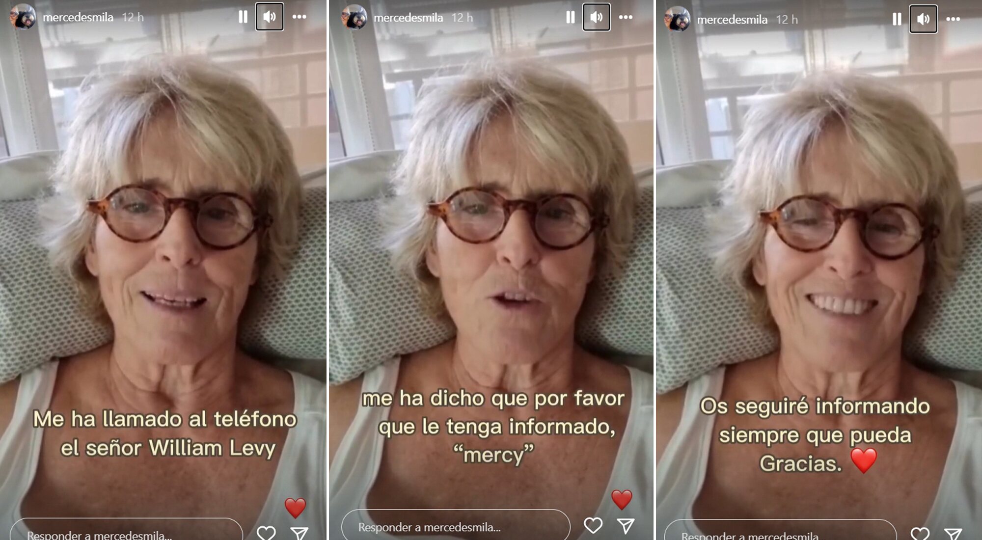 Mercedes Milá habla de la llamada de William Levy y de su estado de salud en su cuenta de Instagram