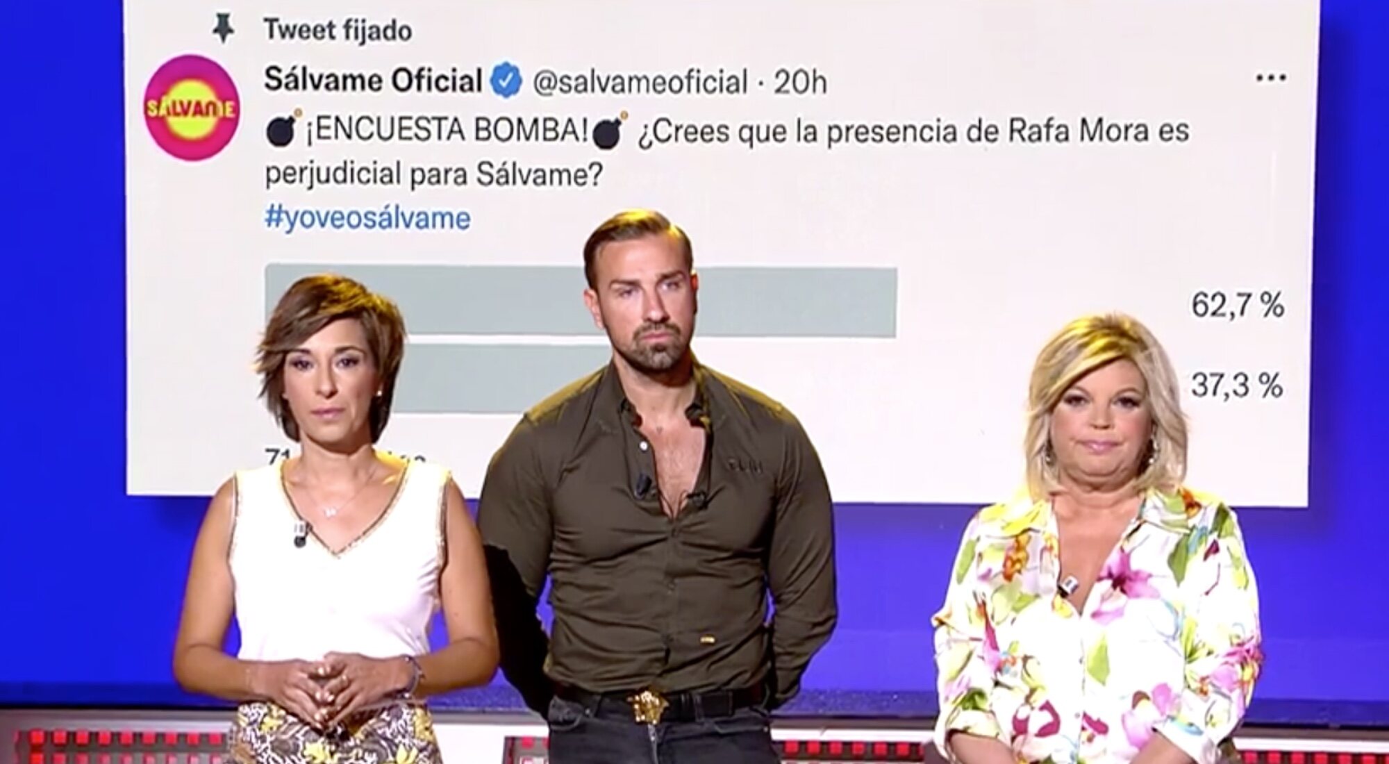 Adela González, Rafa Mora y Terelu Campos en 'Sálvame'