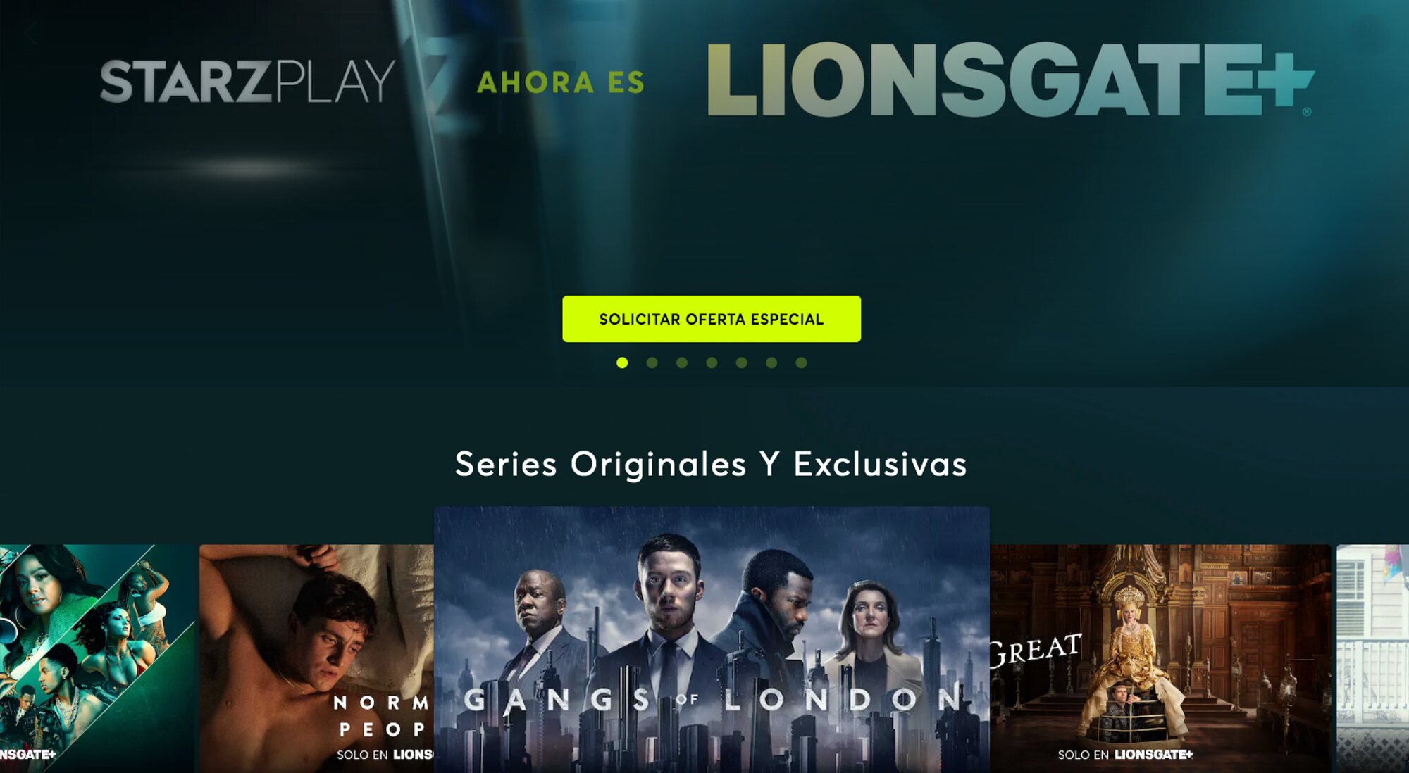 Interfaz Lionsgate+
