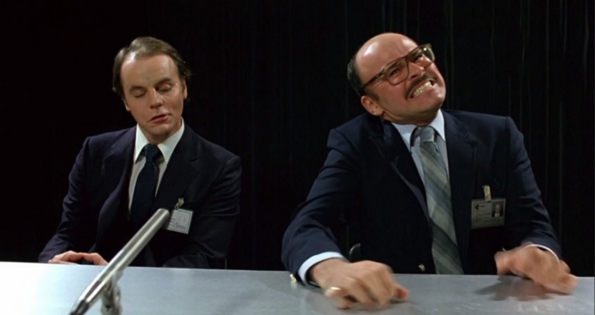 Michael Ironside y Louis De Grande en "Scanners"