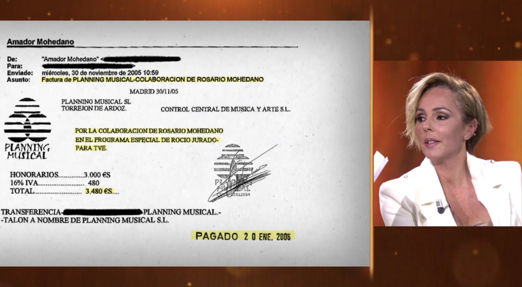 Rocío Carrasco muestra la factura de Chayo Mohedano en 'En el nombre de Rocío'
