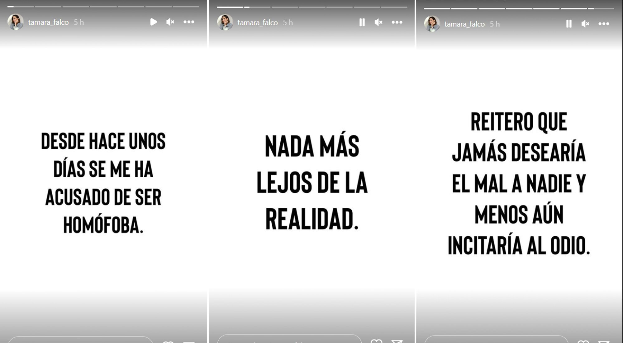 Algunos de los stories que Tamara Falcó compartió en su cuenta de Instagram