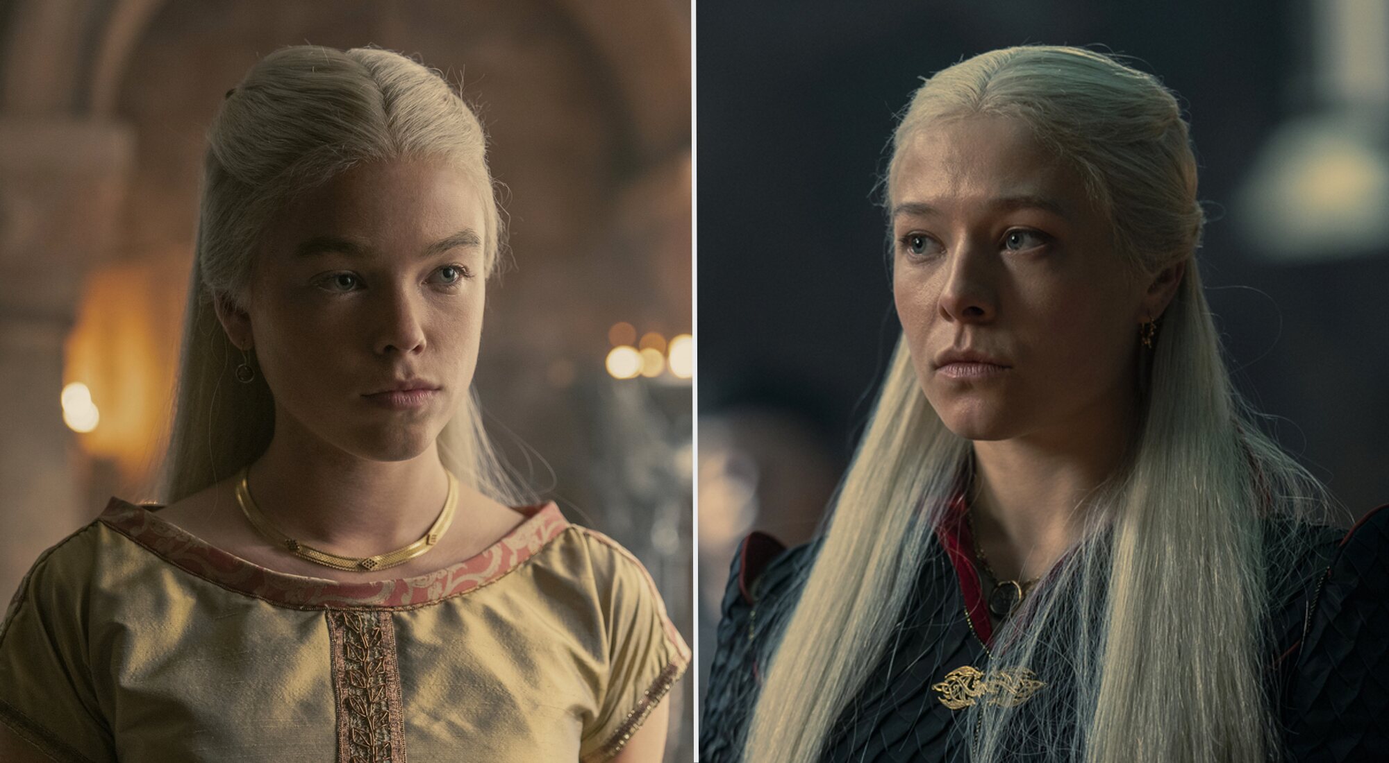 Milly Alcock y Emma D'Arcy en el primer y último episodios de la primera temporada de 'La Casa del Dragón'