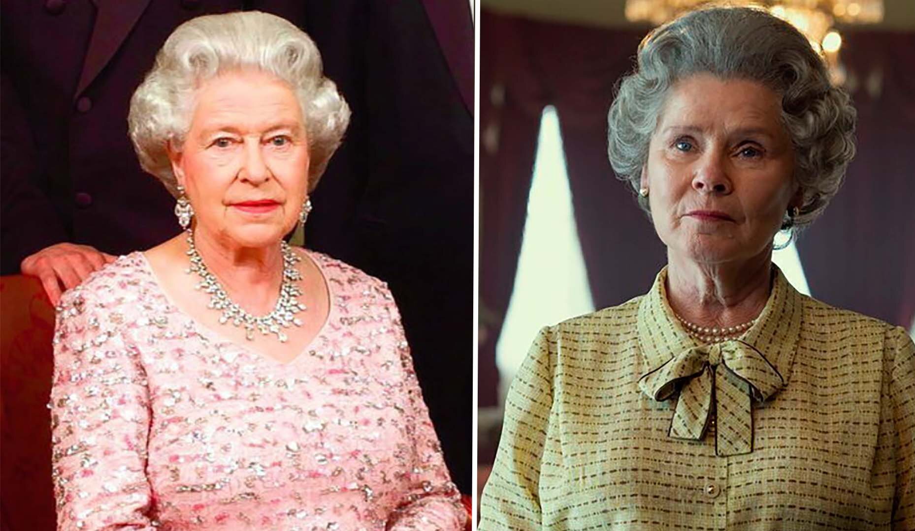 Isabel II a la izquierda e Imelda Staunton a la derecha en 'The Crown'