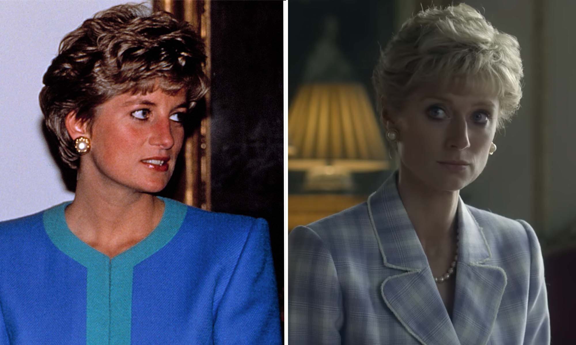 La Princesa Diana a la izquierda y Elizabeth Debicki a la derecha en 'The Crown'