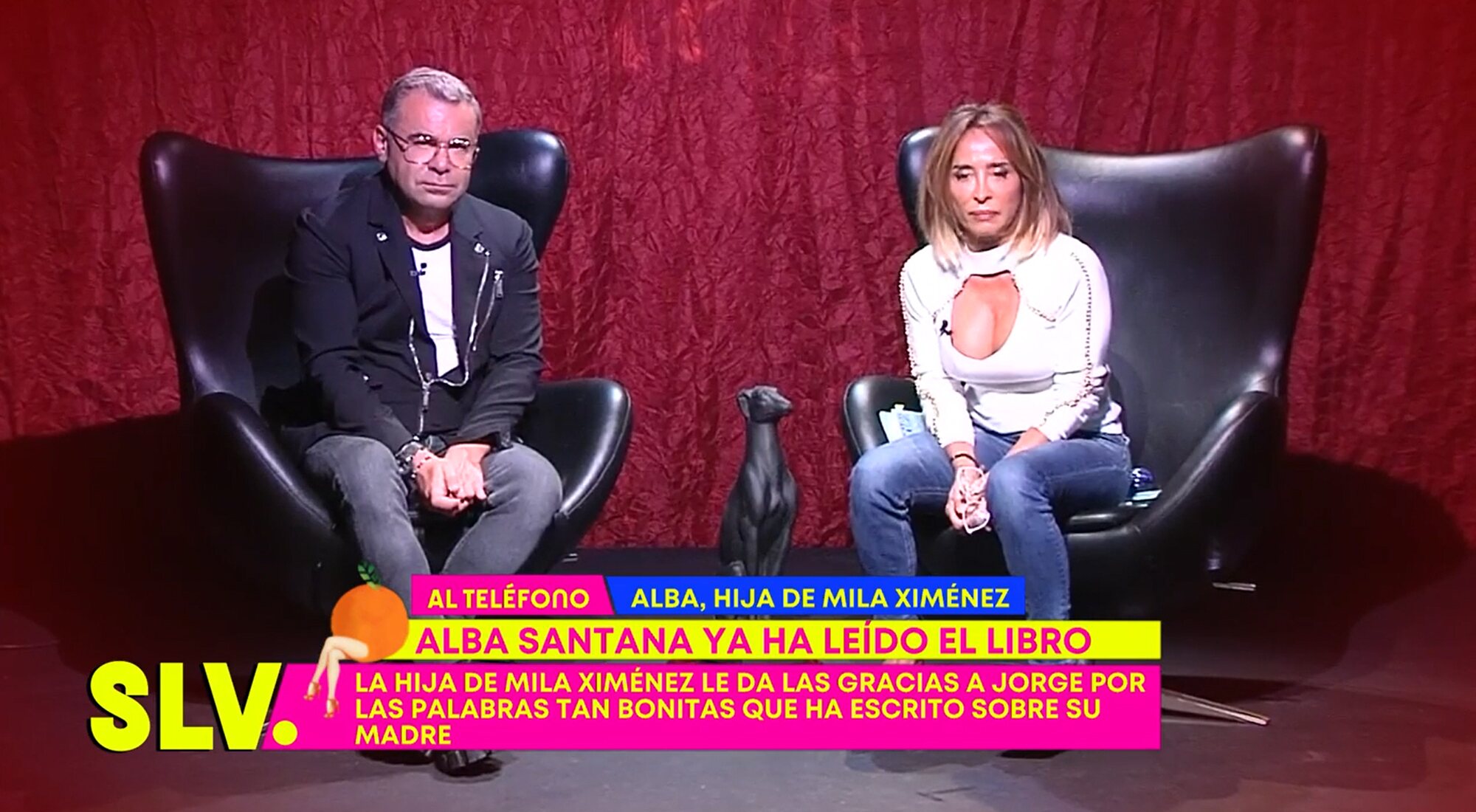 Jorge Javier y María Patiño, atentos a las palabras de Alba Santana en 'Sálvame'