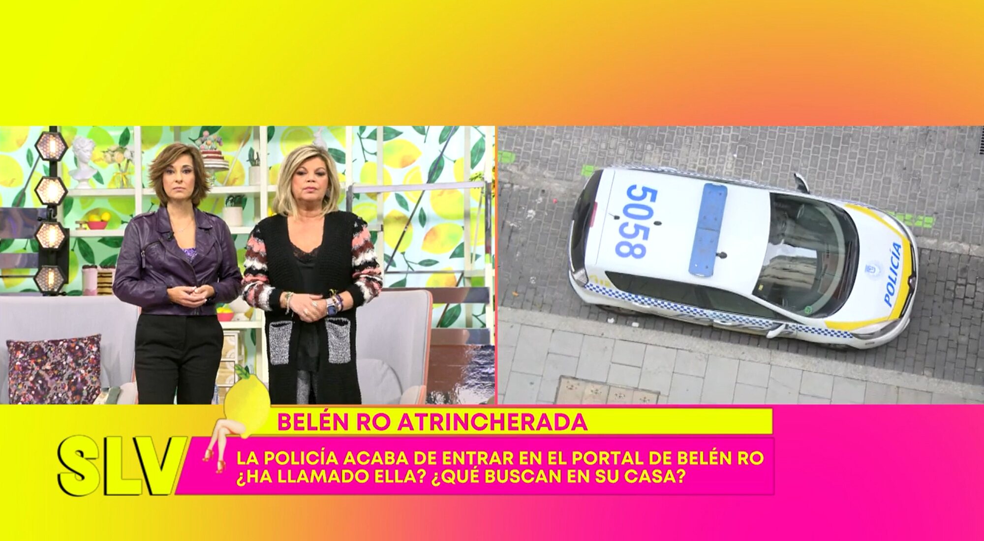 Adela González y Terelu Campos informan desde 'Sálvame' de la llegada de la policía al domicilio de Belén Ro