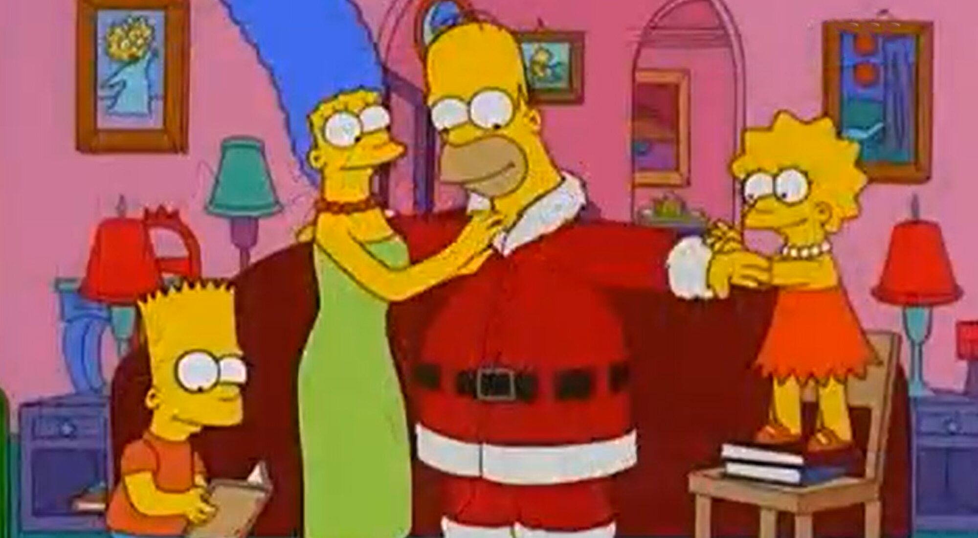 La familia Simpson prepara a Homer para el desfile de Acción de Gracias del episodio 12x05