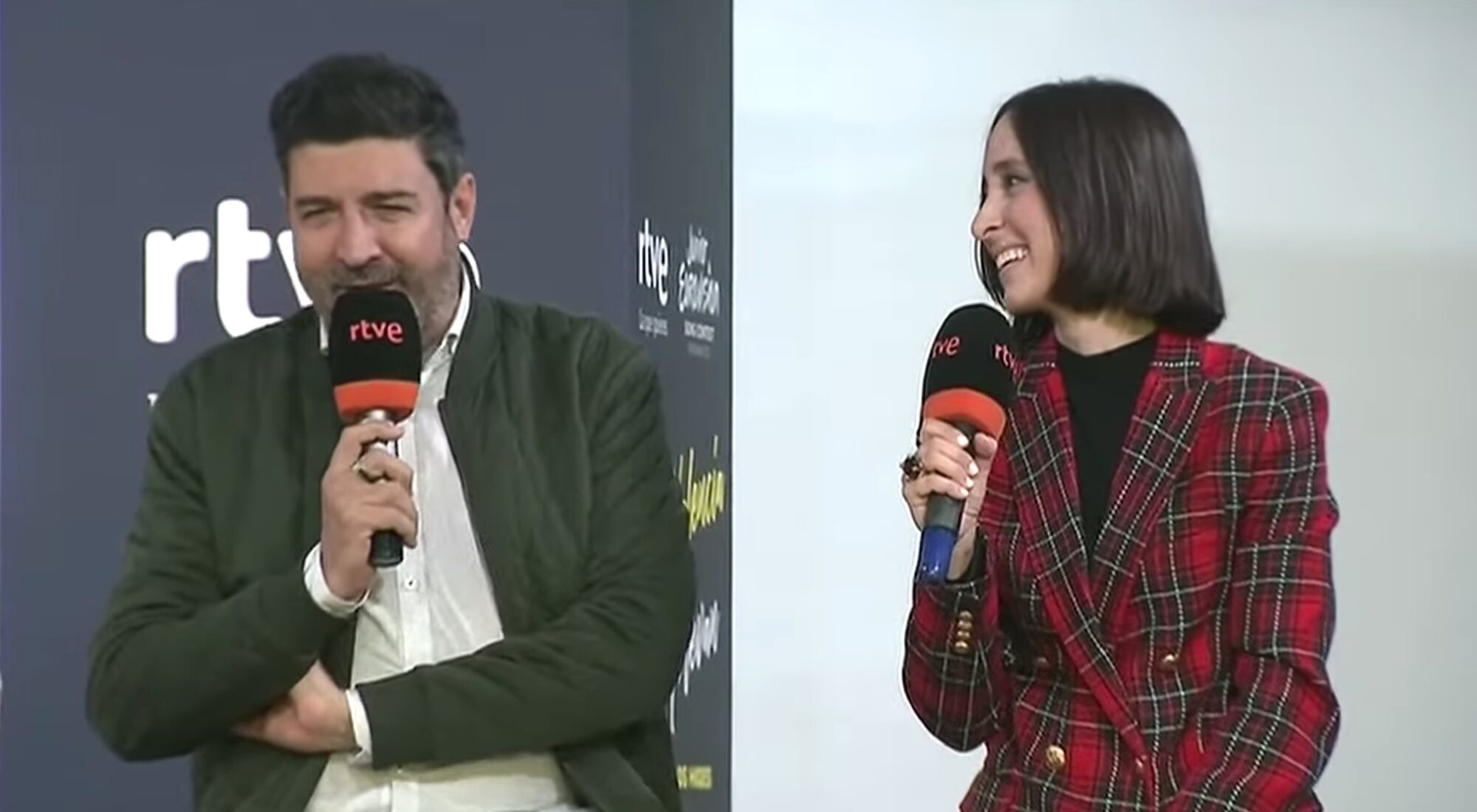 Tony Aguilar y Julia Varela en la rueda de prensa de RTVE