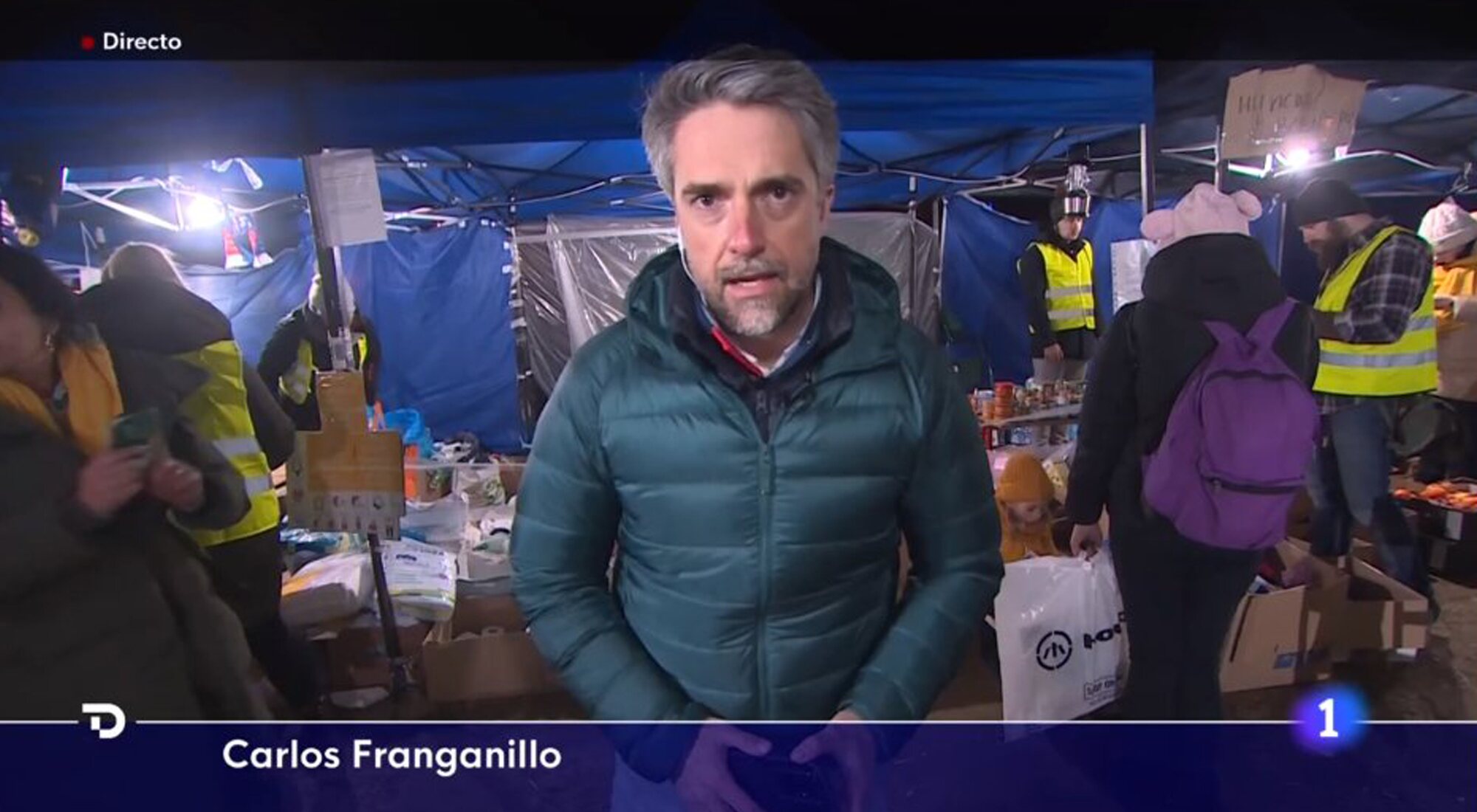 Carlos Franganillo en directo para el 'Telediario' especial desde la frontera con Ucrania